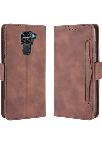 Çoklu Kart Yuvası Deri Xiaomi Redmi Için Eşsiz Kabuk Not 9/redmi 10X 4g-Brown (Yurt Dışından)