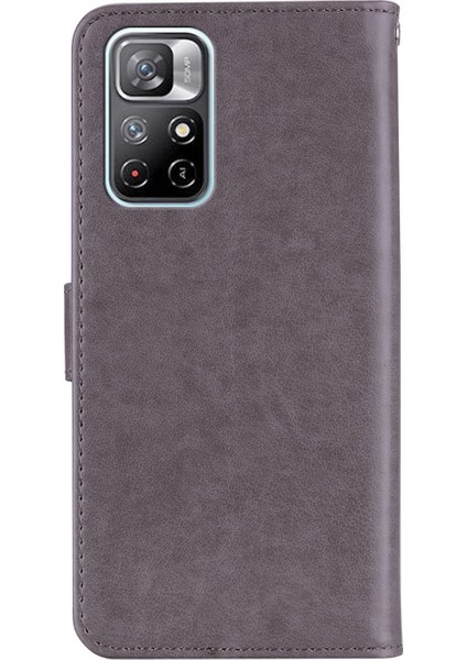 Xiaomi Redmi Için Not 11 5g (Çin) (Mediatek)/redmi Not 11T 5g/not 11S 5g Anti-Çizelge Pu Deri+Tpu Flip Telefon Kılıfı Şık Basılı Baykuş Çiçek Desen Cüzdan Kabuk Grey (Yurt Dışından)