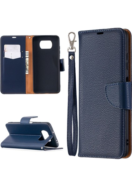 Xiaomi Poco X3/poco X3 Nfc-Blue Için Cüzdan Deri Stand Kılıfı (Yurt Dışından)