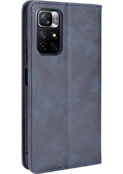 Mozaik Sınır Deseni Birleştirme Deri Cüzdan Standı Xiaomi Için Manyetik Toka Telefon Kabuğu Kılıfı Not 11 5g (Çin) (Mediatek)/not 11T 5g/not 11S 5g-Blue (Yurt Dışından) modelleri