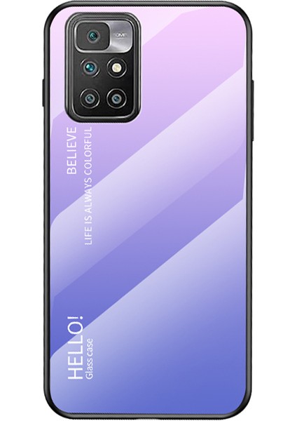 Temperli Cam+Tpu Çerçeve Ince Işık Koruyucu Hibrit Kapak Kılıfı Xiaomi Redmi 10 4g (2021)/10 2022 4g/not 11 4g (Mediatek) -Pink Mor (Yurt Dışından)