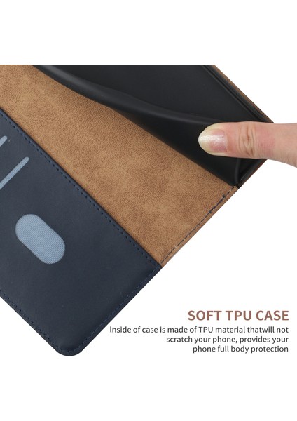 Tamamen Sarılmış Nappa Doku Düz Renk Yatay Stand Cüzdan Kasası Orijinal Deri Dış Kapak+Xiaomi Mi 11I Için Yumuşak Tpu Iç Kabuk/poco F3/redmi K40/K40 Pro-Mavi (Yurt Dışından)