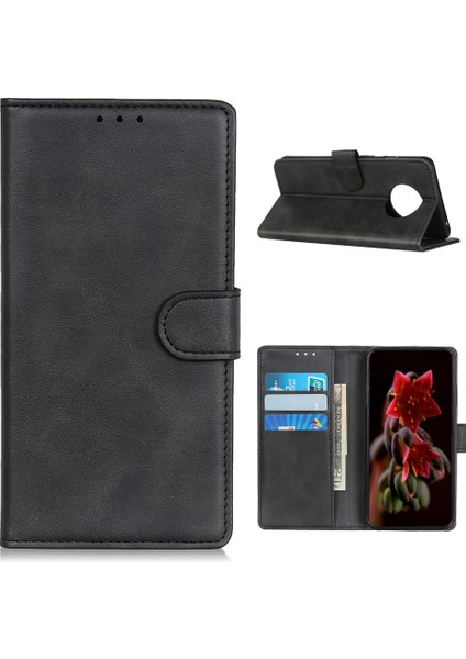 Stand Cüzdan Tasarım Pu Deri Cep Telefonu Xiaomi Için Redmi Not 9 5g/redmi Not 9t 5g-Black (Yurt Dışından)