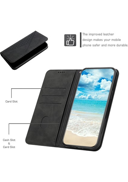 Manyetik Emilim Geometrik Desen Deri Koruyucu Kılıf Xiaomi Redmi Için Stand Cüzdan Kabuğu Not 10 Pro 4g (Hindistan)/note 10 Pro 4g (Global)/not 10 Pro Max-Black (Yurt Dışından)
