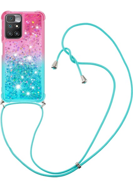 Gradyan Quicksand Serisi Glitter Akan Sıvı Yumuşak Tpu Tampon Yastık Koruyucu Telefon Kılıfı Xiaomi Redmi 10/redmi 10/redmi Not 11 (Mediatek)/redmi 10 Prime-Pink/mavi (Yurt Dışından)