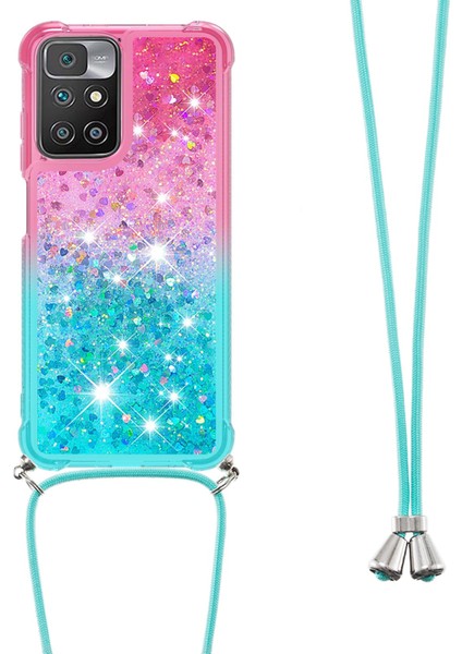 Gradyan Quicksand Serisi Glitter Akan Sıvı Yumuşak Tpu Tampon Yastık Koruyucu Telefon Kılıfı Xiaomi Redmi 10/redmi 10/redmi Not 11 (Mediatek)/redmi 10 Prime-Pink/mavi (Yurt Dışından) modelleri