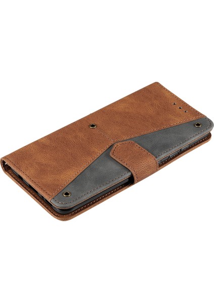 Xiaomi Için Redmi 10 4g (2021)/REDMI 10 2022 4g/redmi Not 11 4g (Mediatek)/redmi 10 Prime Ekleme Dikişli Pu Deri Stand Cüzdan Telefon Kılıfı Koruyucu Cover-Brown (Yurt Dışından) fırsatları