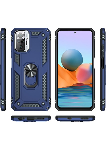 Combo Tasarım Pc+Tpu Anti-Drop Hibrid Telefon Kickstand ile Xiaomi Redmi Note 10 Pro/note 10 Pro Max-Blue (Yurt Dışından) modelleri