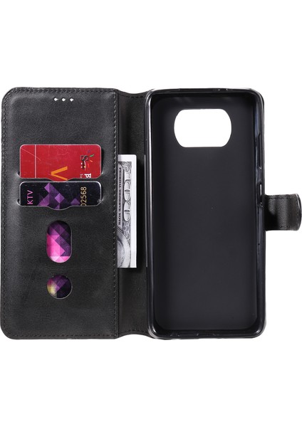 Xiaomi Poco X3/poco X3 Nfc-Black Için Yeni Varış Klasik Flip Deri Cüzdan Standı Telefon Kasası (Yurt Dışından)
