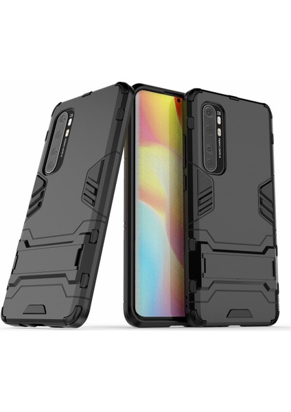 2 Arada 1 Pc+Tpu Hibrit Mobil Kabuk Kickstand ile Xiaomi Mi Note 10 Lite-Black (Yurt Dışından)