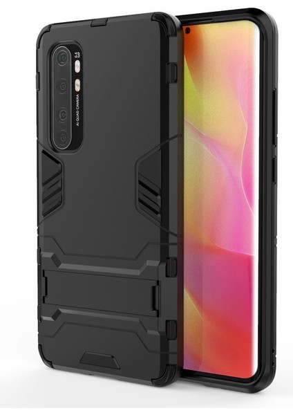 2 Arada 1 Pc+Tpu Hibrit Mobil Kabuk Kickstand ile Xiaomi Mi Note 10 Lite-Black (Yurt Dışından)