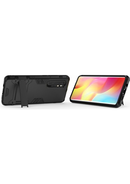 2 Arada 1 Pc+Tpu Hibrit Mobil Kabuk Kickstand ile Xiaomi Mi Note 10 Lite-Black (Yurt Dışından)