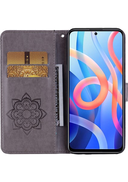 Xiaomi Redmi Için Not 11 5g (Çin) (Mediatek)/redmi Not 11T 5g/not 11S 5g Anti-Çizelge Pu Deri+Tpu Flip Telefon Kılıfı Şık Basılı Baykuş Çiçek Desen Cüzdan Kabuk Grey (Yurt Dışından)