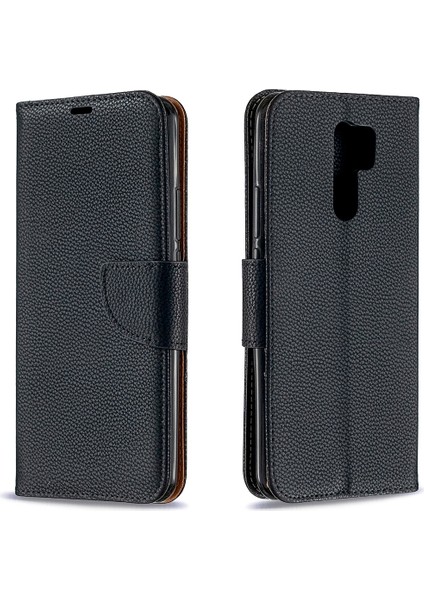 Xiaomi Redmi 9-Black Için Cüzdan Kapağı ile Litchi Cilt Şık Deri (Yurt Dışından) fırsatları