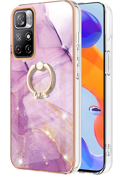 Xiaomi Redmi Için Note 11 5g (Çin) (Mediatek)/redmi Not 11S 5g/redmi Not 11T 5g Yüzük Kickstand Mermer Kılıf Yumuşak Tpu Elektrokaplama Çerçevesi Arka Kapak-Imtiyaz (Yurt Dışından) fiyatları