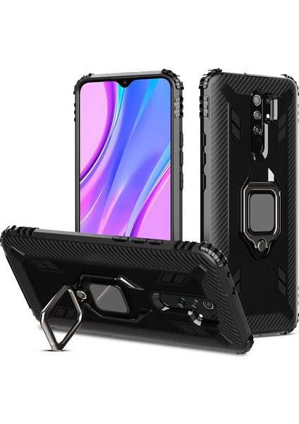 Parmak Yüzük Kickstand Tpu Cep Telefonu Xiaomi Redmi Için Koruyucu Kabuk 9-Black (Yurt Dışından)