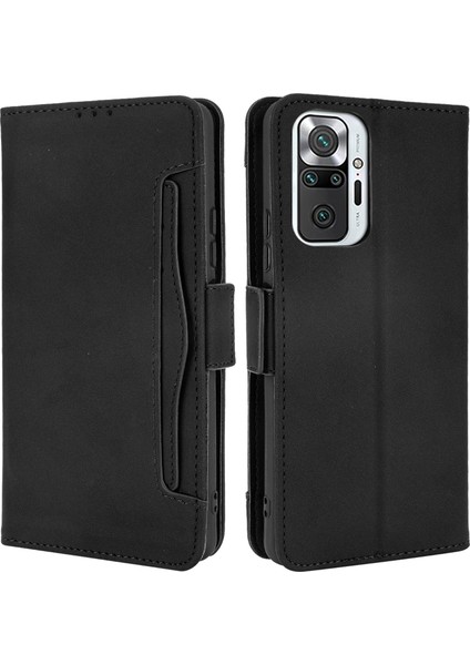 Çoklu Kart Yuvası Tasarım Deri Cüzdan Kılıfı Xiaomi Redmi Note 10 Pro/note 10 Pro Max Anti-Drop Telefon Aksesuar-Black (Yurt Dışından)