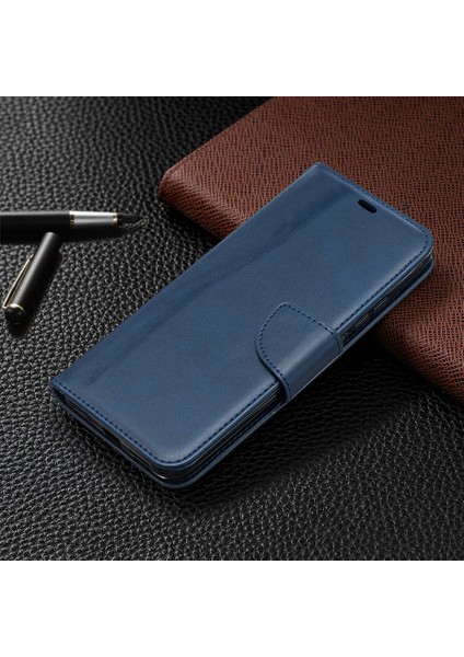 Xiaomi Redmi 9A-BLUE Için Cüzdan Deri Kapağı ile Düz Renk (Yurt Dışından)