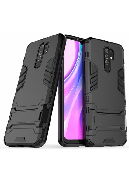 Xiaomi Redmi 9-Black Için Kickstand ile 2'den 1 Pc+Tpu Hibrit Mobil Kılıf (Yurt Dışından)