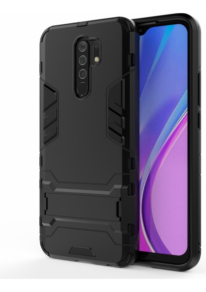 Xiaomi Redmi 9-Black Için Kickstand ile 2'den 1 Pc+Tpu Hibrit Mobil Kılıf (Yurt Dışından)