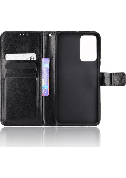 Çılgın At Doku Anti-Drop Anti-Drop Şık Pu Deri Cüzdan Xiaomi Redmi Için Kullanışlı Kayış ile Manyetik Kapanma Kılıfı Not 11 Pro+ 5g/redmi Note 11 Pro 5g (Çin) (Mediatek) -Black (Yurt Dışından)