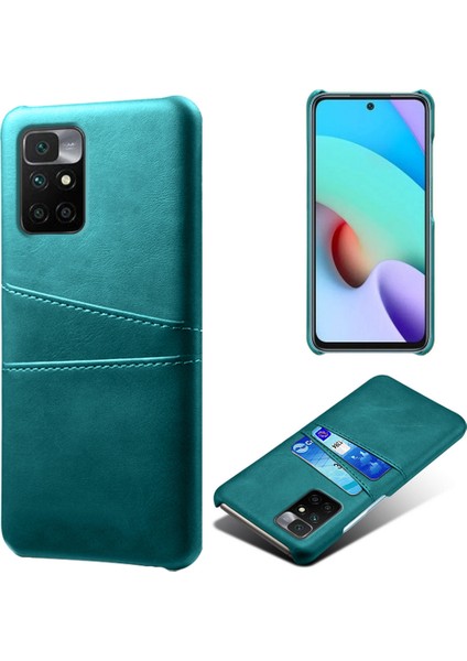 Şık Hafif Pu Deri+Pc Combo Xiaomi Redmi Için Çift Arka Kart Yuvalı Sert Kapak Not 11 4g (Mediatek)/10 4g (2021)/10 2022 4g-Green (Yurt Dışından)