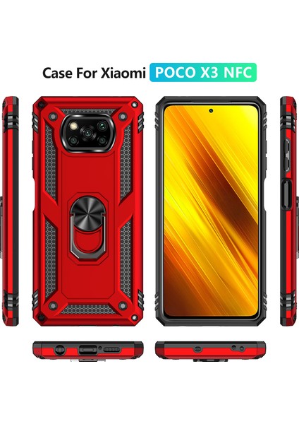Pc+Tpu Hibrid Anti-Fall Anti-Fone Case Koruyucu Kapak Xiaomi Poco Için Ring Kickstand ile (Yurt Dışından)