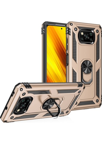 Pc+Tpu Hibrid Anti-Fall Anti Anti Anti Tele Koruyucu Kapak, Xiaomi Poco Için Ring Kickstand ile Koruyucu Kapak (Yurt Dışından)