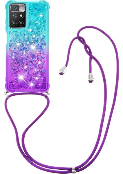Gradyan Quicksand Serisi Glitter Akan Sıvı Yumuşak Tpu Tampon Yastık Koruyucu Telefon Kılıfı Xiaomi Redmi 10/redmi 10/redmi Not 11 (Mediatek)/redmi 10 Prime-Blue/mor (Yurt Dışından)