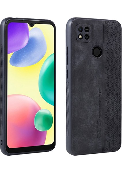 4U Sky Xiaomi Için Redmi 10A/REDMI 9c/redmi 9c Nfc Pu Deri Kaplamalı Tpu Kılıf Anti-Düşük Baskılı Desen Telefon Kapak Black (Yurt Dışından)