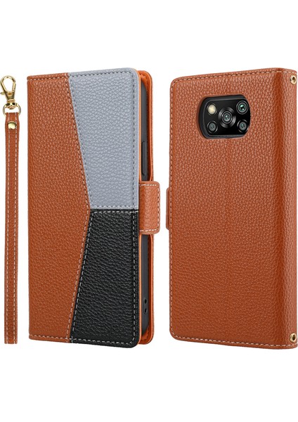 Ekleme Tasarım Litchi Doku Deri Deri Şok Geçirmez Cüzdan Xiaomi Için Kayış ile Stand Flip Kapak (Yurt Dışından)