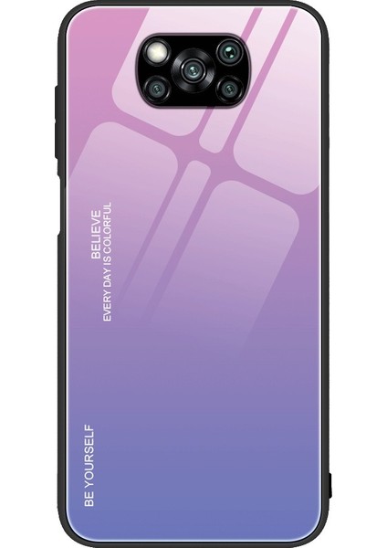 Xiaomi Poco X3/poco X3 Nfc-Pınk/mavi Için Renk Gradyan Deseni Temperli Cam Kasa (Yurt Dışından)