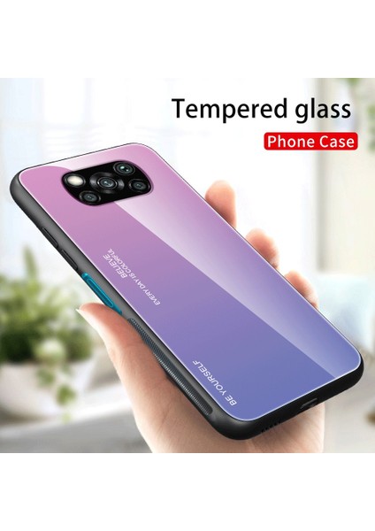 Xiaomi Poco X3/poco X3 Nfc-Pınk/mavi Için Renk Gradyan Deseni Temperli Cam Kasa (Yurt Dışından)
