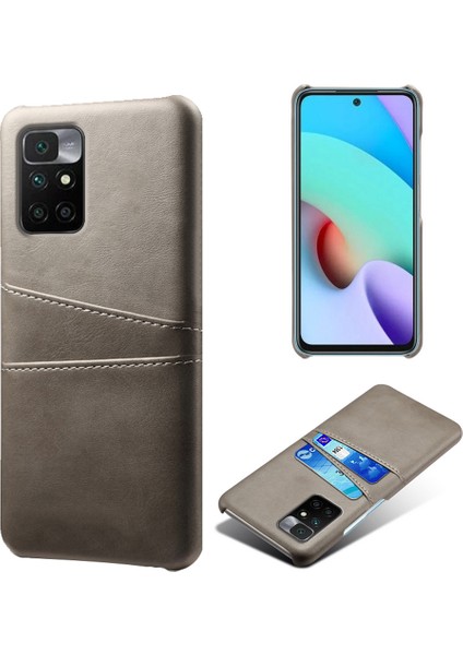 Şık Hafif Pu Deri+Pc Combo Xiaomi Redmi Için Çift Arka Kart Yuvalı Sert Kapak Not 11 4g (Mediatek)/10 4g (2021)/10 2022 4g-Grey (Yurt Dışından)