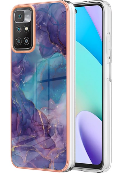 Xiaomi Redmi 10 4g (2021)/REDMI 10 2022 4g/redmi 10 Prime/redmi Not 11 4g (Mediatek) Mermer Desen Vaka Stili E Imd 2.0mm Tpu Elektrküze Telefon Kapak-Purple (Yurt Dışından) fiyatları