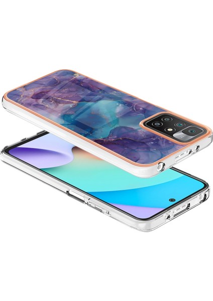 Xiaomi Redmi 10 4g (2021)/REDMI 10 2022 4g/redmi 10 Prime/redmi Not 11 4g (Mediatek) Mermer Desen Vaka Stili E Imd 2.0mm Tpu Elektrküze Telefon Kapak-Purple (Yurt Dışından) modelleri