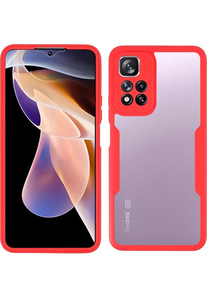 Kamera Lens Koruyucu Pet Ekran Filmi+Akrilik+Tpu Telefon Kılıfı Xiaomi Redmi Için Tam Vücut Koruma Kapağı Not 11 Pro 5g (Çin) (Mediatek)/not 11 Pro+5g-Red (Yurt Dışından)