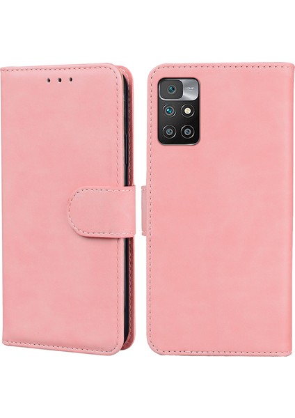 Stand Folio Kasası Yumuşak Pu Deri Cüzdan Xiaomi Için Manyetik Kapama Koruyucu Kapak Xiaomi Redmi 10 4g (2021)/10 Prime/10 2022 4g/not 11 4g (Mediatek) -Pink (Yurt Dışından)