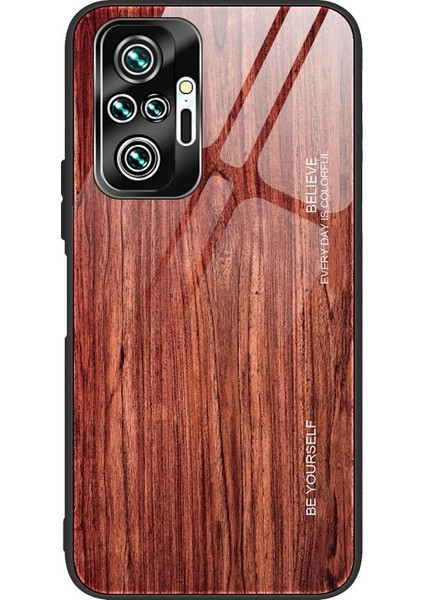 Ahşap Tahıl Deseni Tpu+Xiaomi Için Temsilli Cam Geri Kılıf Not 10 Pro/not 10 Pro Max-Wine Kırmızı (Yurt Dışından)