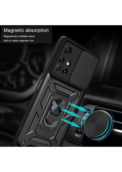 Xiaomi Redmi Için Note 11 Pro 5g (Çin) (Mediatek)/note 11 Pro+ 5g Ring Kickstand Tpu+ Pc Telefon Kılıf Kamera Koruması Geri Kapak Çizgisi Altın (Yurt Dışından) fırsatları