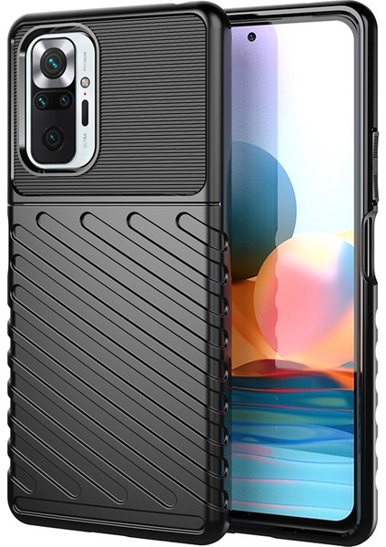 Thunder Serisi Twill Texture Tpu Telefon Kapak Kılıfı Xiaomi Redmi Note 10 Pro/note 10 Pro Max-Black (Yurt Dışından)