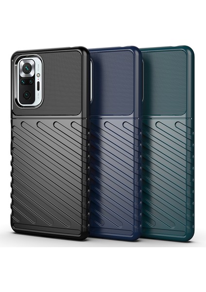 Thunder Serisi Twill Texture Tpu Telefon Kapak Kılıfı Xiaomi Redmi Note 10 Pro/note 10 Pro Max-Black (Yurt Dışından)