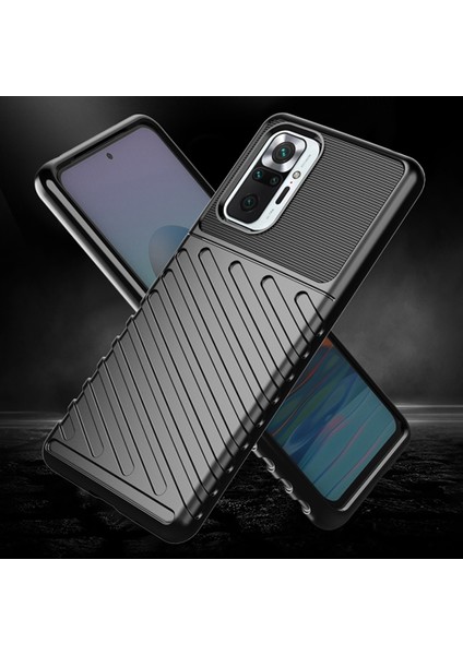 Thunder Serisi Twill Texture Tpu Telefon Kapak Kılıfı Xiaomi Redmi Note 10 Pro/note 10 Pro Max-Black (Yurt Dışından)