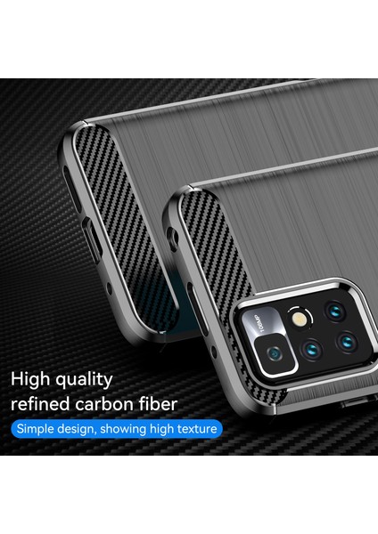 1.8mm Leke Dayanıklı Fırçalı Karbon Fiber Doku Tpu Geri Kılıf Xiaomi Redmi Için Cep Telefon Kapağı Not 11 4g (Mediatek)/redmi 10 4g (2021)/REDMI 10 2022 4g/10 Prime-Black (Yurt Dışından)