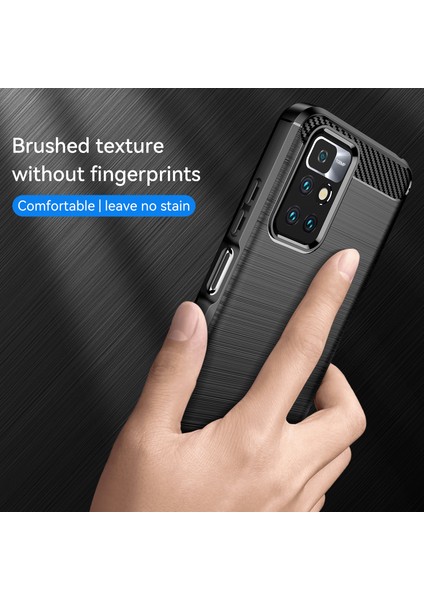 1.8mm Leke Dayanıklı Fırçalı Karbon Fiber Doku Tpu Geri Kılıf Xiaomi Redmi Için Cep Telefon Kapağı Not 11 4g (Mediatek)/redmi 10 4g (2021)/REDMI 10 2022 4g/10 Prime-Black (Yurt Dışından)