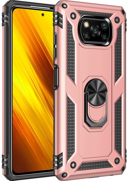 Pc+Tpu Hibrid Anti-Fall Anti-Fone Case Koruyucu Kapak Xiaomi Poco Için Ring Kickstand ile (Yurt Dışından)