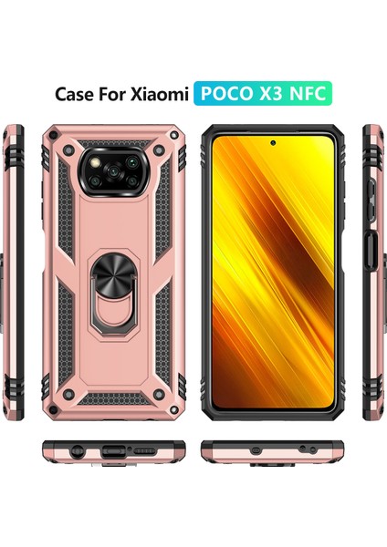 Pc+Tpu Hibrid Anti-Fall Anti-Fone Case Koruyucu Kapak Xiaomi Poco Için Ring Kickstand ile (Yurt Dışından)