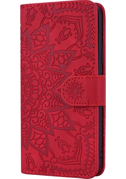 Baskı Çiçek Telefonu Kapağı Çizik Dirençli Anti-Güz Cüzdan Tasarım Deri Kılıfı Xiaomi Redmi Stand ile Not 11 5g (Çin) (Mediatek)/redmi Not 11T 5g/redmi Not 11S 5g-Red (Yurt Dışından)