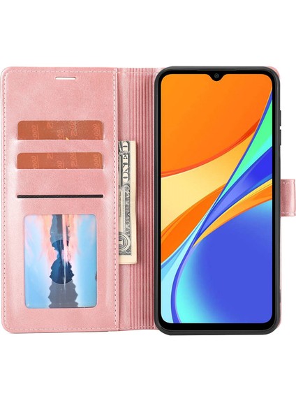 Xiaomi Için Redmi 10A 4g/9c 4g/9c Nfc 4g Her Şey Dahil Koruma Ekleme Deri Telefon Kılıfı Stand Stand Fonksiyon Manyetik Kabuk-Pembe (Yurt Dışından)