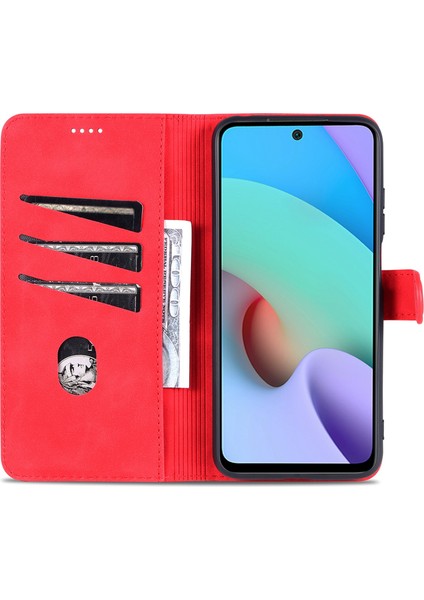 Xiaomi Redmi Için Not 11 5g (Çin) (Mediatek)/not 11T 5g/not 11S 5g Pu Deri Flip Folio Kasa Cüzdan Stand Şok Geçirmez Tpu Iç Kabuk Telefon Kapak-Kırmızı (Yurt Dışından)